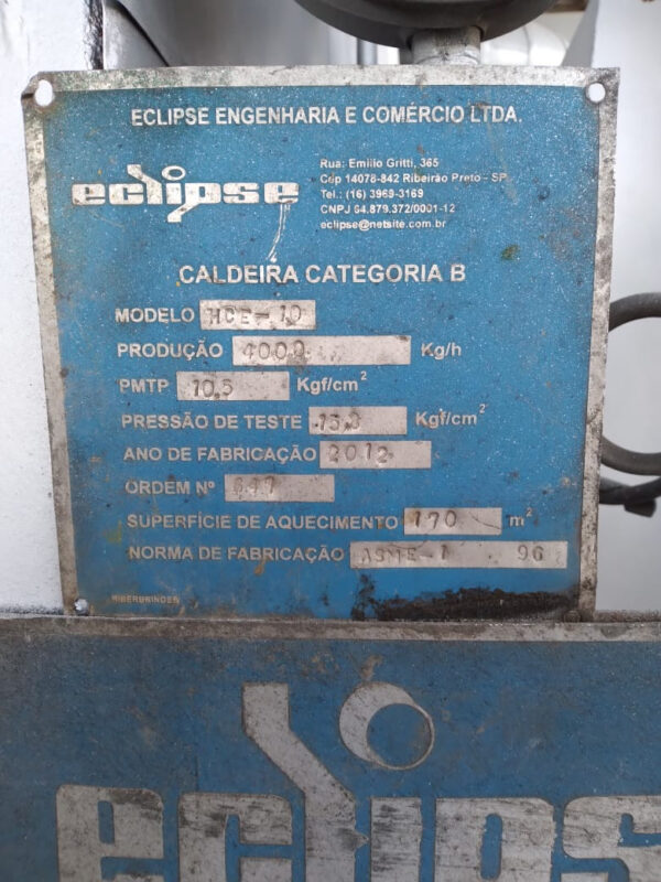 Caldeira Eclipse 4.000 kg/h Lenha - Imagem 8